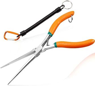 LEONTOOL Long Reach Needle Nose Pliers 7" Thin Extra Long Needle Nose Pliers with Serrated Jaw Lanyard Double Leaf Spring Loaded for Jewelry Making Electrician Repair Tools in Tight Spaces