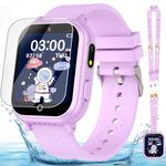 Kids Smart Watch Gift for Girls Ages 3-12, IP67 Waterproof, 32 Puzzle Games, HD Touchscreen Dual Camera Video Pedometer Music Player, Kids Watch Toy Birthday Gifts for Girls Ages 5 6 7 8 9 10 (Purple)