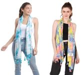 PALATT Womens and Girls Combo Scarfs and Stoles -Size 65x185cms- Soft and Comfortable Viscose Cotton Scarfs for Versatile Styling - Beaded Tassels - Durable and Long-lasting