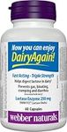 Webber Naturals Dairy Again Lactase Enzyme 250 mg, 60 Capsules, Helps Digestion of Lactose in Milk and Dairy Products