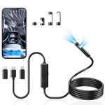Acoath Endoscope Inspection Camera with Light, Dual-Lens 1920P HD Borescope with 8 LED Lights, IP67 Waterproof Flexible Tools, 3M Semi-Rigid Snake Drain Garage Camera for Android & iOS