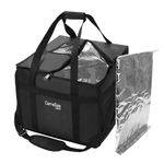 CarreGas Hot Food Delivery Bag Insulated, 38x38x32cm Takeaway Picnic Bags Suitable for Cold and Hot Food, Pizza, Restaurant, Uber Eats Delivery Bag, Grocery Shopping Bag with Divider Black