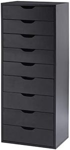 Naomi Home Bianca 9-Drawer Tall Narrow Dresser — Compact 13.8″W Black Storage Cabinet with Smooth Glide Drawers, Superior Capacity & Vertical Design