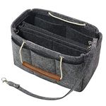 MISIXILE Felt Insert Bag Organizer-2in1, Bag in Bag Tote Purse Organizer with Handles for Speedy Neverfull Longchamp-Grey,M