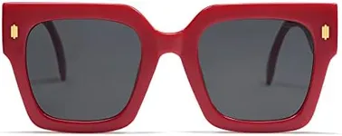 SOJOS Vintage Oversized Square Sunglasses for Women,Retro Womens Luxury Big Large Sun Glasses UV400 SJ2194 Red