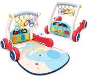 Goyal's 2 in 1 Musical Baby Activity Walker with Convertible Play Gym | Push Walker with Play Piano, Lights, Rattles & Tummy Time Mat for Babies & Toddlers