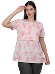 Mom's Lilac Zipless Feeding T-Shirt for Women & Girls, Printed Casual Dress (XXX-Large, Pink)