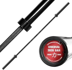 Strength Shop barre olympique 20kg 220cm de long & 28mm ⌀, barre musculation en acier avec prise de disques 50mm et moletage agressif, parfaite comme barbell pour squats, soulevé de terre & plus.