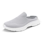 DREAM PAIRS Women's Mules Shoes Slip on Sneakers Knit Flats Platform Lightweight Breathable Non-Slip Walking Shoes,SDML2201W,Grey,Size 8.5