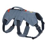 RUFFWEAR Web Master Dog Harness, Padded, Multi-use, Anti-escape Dog Harness with lifting Handle for Everyday Adventures, 2 Lead Attachments, Size: Small (56-69cm), Slate Blue