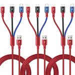 3Pack Multi USB Charging Cable 3A, ASICEN 5Ft 3-in-1 Nylon Braided Charger Cord for Phone/Type C/Micro USB Port Compatible with Cell Phones 11/Xs/X/8/7/6/Samsung Galaxy/Huawei/LG/HTC/OnePlus/Tablets