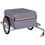 Aosom Bicycle Cargo Trailer Cart Carrier Garden Use w/Quick Release, Cover, Grey