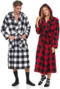 Andrew Scott Mens' Robe with Hoodie| Cotton Flannel Brush Plaid | All Season | Full Length House Robe, 2 Pack -Assorted Plaids, Large-X-Large