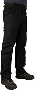 LAPG Men's Urban Ops Tactical Pants, Gusseted Crotch Cargo Pants, Ripstop Work Pants, Water & Stain Resistant Pants for Men, Black, 36W x 30L