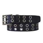 Mens Leather Belt, Black Double Grommet Full Grain Leather Belt - Made in Canada Eyelet Belt, Rivet Rocker Belt (40)