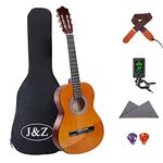 Acoustic Classical Guitar for Beginners 36 Inch 3/4 Size Kids Junior Guitar Guitarra Acustica Soft Nylon Strings Guitar With Bag Strap Clip Tuner Picks and Wipe