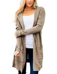 MEROKEETY Women's 2024 Long Sleeve Open Front Hoodie Knit Sweater Cardigan Outwear, Khaki, L