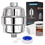 HOMEGN 18 Stage Shower Filter Chrome 18 Stage Shower Water Filters Universal Replaceable Shower Water Purifier Hard Water Filter with 2 Filter Cartridges to Remove Chlorine for Kitchen Bathroom etc