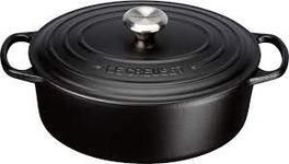 LE CREUSET Signature Enamelled Cast Iron Oval Casserole, 29cm (Satin Black)