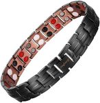 MagEnergy Copper Magnetic Bracelets for Men Black Double Row Strength Magnets with Removal Tool and Gift Box (Black-4)