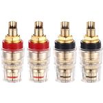 2 Pairs 4mm Banana Plug Socket Connector Binding Post for Amplifier Speaker Terminal Socket Connector Audio Video Cable Plugs Adapter (Large-Short)