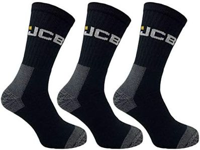 JCB Socks - Workwear Apparel Socks men's - Men's Socks - Work Socks with Added Elastane - Socks Men's - 3 Pack - Socks Multipack - Black Socks - UK 6-11, EUR 39-46 (3 Pair Pack)