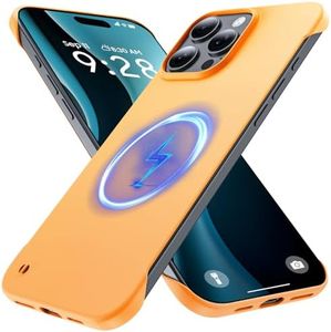 GRECAZO Magnetic Slim Case Fit for iPhone 16 Pro Phone Case 6.3"(2024) Ultra-Thin Lightweight Durable Frameless Matte Hard for MagSafe Cover Case with Pull Ring Shockproof Non Slip Rope-Orange