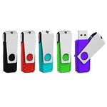 Aiibe 5 Pack 64GB Flash Drive USB 3.0 Flash Drive 64 GB Thumb Drive Memory Stick Zip Drive USB Drive 64GB (5 Pack, Colors: Black Red Cyan Green Purple)