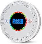 Combination Carbon Monoxide Alarm Detector & Smoke Alarm, Replaceable Battery Operated Alarm Detector with Digital Display and Voice Alarm (AA Batteries NOT Included)