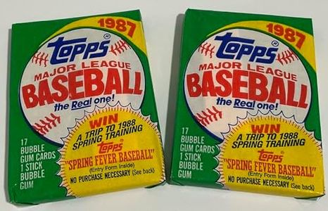 1987 Two (2) Topps Baseball Packs - 17 Cards per Pack - 34 Cards Total - Factory Sealed Classic Wax Pack Bubble Gum Cards