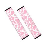 Biyejit Pink Cow Print Car Seat Belt Cover for Women Men, Adjust Car Seat Strap Covers Neck Shoulder Support Protector Strap Pads for Girls Boys, 2 Pack