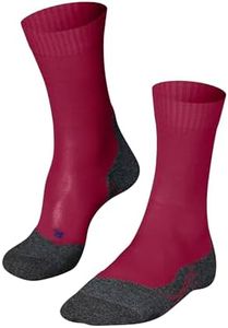 FALKE Women's TK2 Explore Cool Hiking Socks, Mid Calf, Medium Padding, Breathable Quick Dry, Cooling, Lyocell, Red (Red 8644), 9.5-10.5, 1 Pair