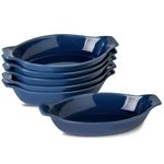 XINLTC Au Gratin Baking Dishes, Individual Casserole Dishes Oven Safe, Ceramic Oval Baking Dish with Handles for 1 or 2 Person Servings, Cauliflower Baking Dish, Banana Split Bowls, Set of 6, Blue