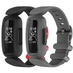 VANCLE Band for Fitbit ACE 3 Soft Silicone Watch Straps for Kids, 2 PACK Sport Bracelet Watchbands Adjustable Replacement Straps for Fitbit ACE 3 Activity Tracker Girls Boys (Black+Gray)