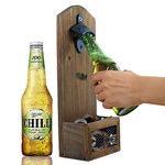 AHDECOR Vintage Wall Mounted Wooden Bottle Openers with Cap Catcher for Bar Party Kitchen Decoration, for Men and Beer Lovers, 12 x 7 x 30cm
