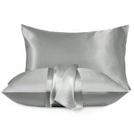 Moonlight Bedding Satin Silver Pillow Cases 2 Pack - Pillowcase for Hair and Skin Luxury Satin Silk Pillowcases with Envelope Closure Satin Pillow Case Standard Satin Silk Pillowcase (50x75CM)