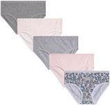 Laura Ashley Girls' Underwear - 5 Pack Stretch Cotton Hipster Panties for Girls - Comfy Ultrasoft Girls' Hipster Briefs XS-L, Floral Print/Light Grey Heatherpink/Medium Grey Heather, X-Small