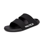 Nautica Men's Slides Sport Shower Athletic Sandals for Indoor & Outdoor with Double Arch Support - Lightweight, Durable and Comfortable, Black White, 11