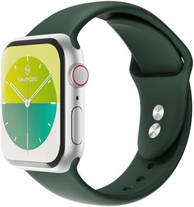 Sinjimoru Silicone Apple Watch Band, Compatible with Apple Watch 38mm, 40mm, 41mm, 42mm, 44mm, 45mm, 49mm, for Women or Small Wrists, Dark Green