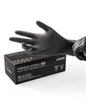 LANON 8 Mil Heavy Duty Black Nitrile Gloves, Food Safe, Powder Free, Mechanic, Fully-Diamond Textured Grip Industrial Disposable Gloves, XLarge