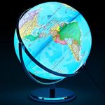 Amylove 13'' Illuminated World Globe with Stand 720°/360° Rotation Rewritable Light Up Globe for Kid World Map for Interactive Learning Light with Base Lamp LED Decor(Metal,Practical)