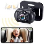 Wireless Baby Car Camera Backseat: Phone APP Battery Powered Video Record No LED Cordless Easy Setup Car Seat Camera HD 1080P 360° Rotating Clear Night Vision 2 Kids for iPhone Android - V12