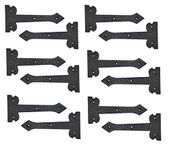 Adonai Hardware 8 Inch ''Agee'' Heavy Duty Antique Cast Iron Strap False or Faux or Dummy Hinge Front (12 Pack, Matte Black) for Vintage Barn Doors, Gates, Furniture, Garage, Shutters and Fences