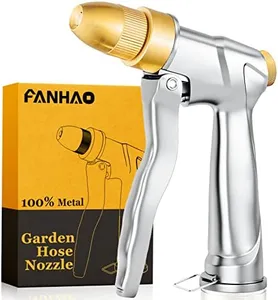 FANHAO Garden Hose Nozzle with Brass Tip, 100% Heavy Duty Metal Spray Nozzle High Pressure Water Nozzle with Adjustable Spray Patterns for Watering Plants, Washing Cars and Showering Pets