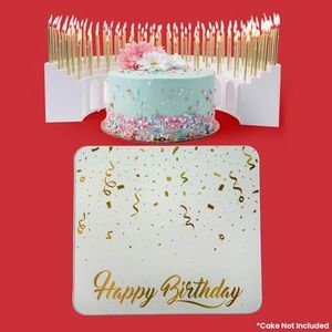 Birthday Candle Holder Grandstand + Birthday Tray Grandstand Combo – Holds Up to 100 Candles, Flame-Resistant Material – Great for Milestone Celebrations, Events, or Restaurant Parties