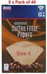 Pack of 200 Brown Coffee Filter Papers Size Four (4 or 1x4) suitable for coffee filter machines and cones-