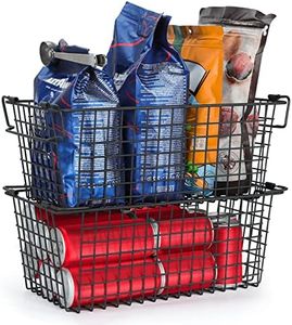 17.5" Freezer Organizer Bins, Stackable Freezer Baskets for Chest Freezer Pantry Organization and Storage Baskets-Black