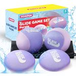 SYNCFUN 4 Pcs Skip Water Balls,Splash Water Bouncing Balls with Mesh Bag, Beach Toys for Kids, Pool Toys for Friends and Family, Fly Swimming Game Adults, Boys,Teens (Purple)