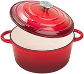 Fijinhom 6 Quart Enameled Cast Iron Dutch Oven Pot with Lid, Dual Handle for Bread Baking, Pre-Seasoned Cookware, Heavy-Duty, Oven Safe up to 500° F, Non-stick & Applicable All Cookings, Red