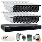 GW 5 Megapixel HD 1920P Complete Security System | (16) x 5MP Outdoor 3.3-12mm Varifocal Zoom Bullet Security Cameras, 16-Channel Plug and Play 5-In-1 DVR, True 5MP Double the resolution of 2MP 1080P